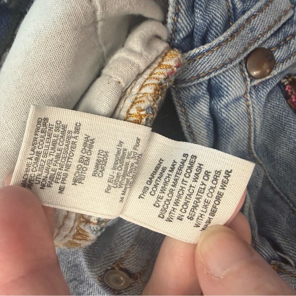 Free People Distressed Denim Shorts Patchwork Boho High Rise Size 27 Cotton - Picture 4 of 9